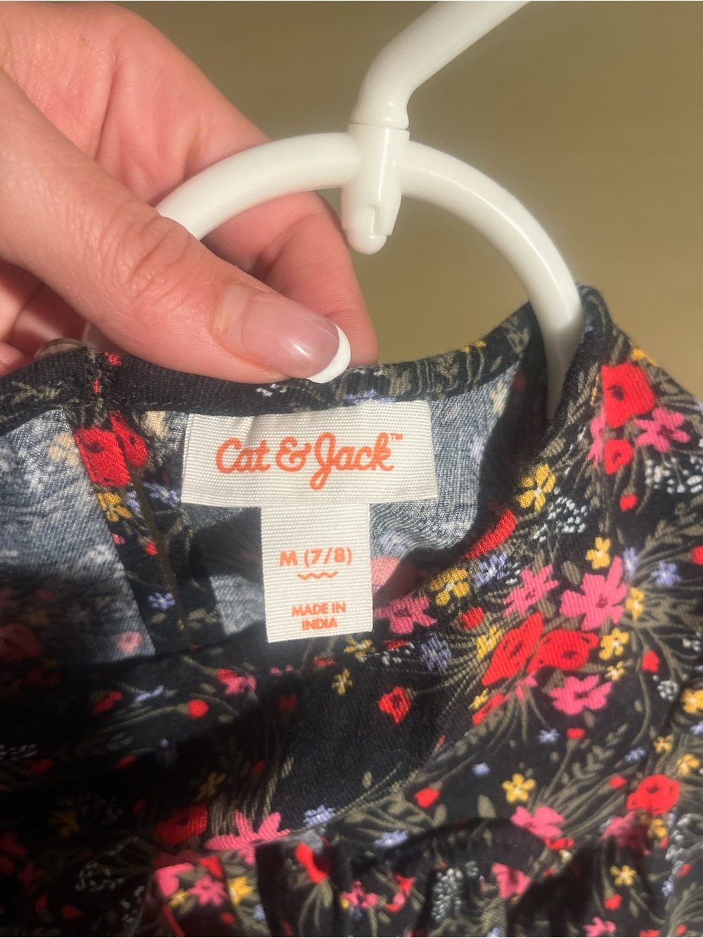 Cat & Jack Black Floral Girls' Top with Pink and Red Blooms